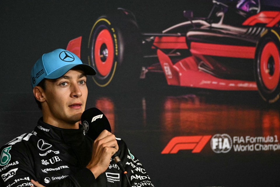 Third-placed Mercedes' British driver George Russell attends a press conference after the Australian Formula One Grand Prix at Albert Park Circuit in Melbourne on March 16, 2025. (Photo by Saeed KHAN / AFP) / -- IMAGE RESTRICTED TO EDITORIAL USE - STRICTLY NO COMMERCIAL USE -- (Photo by SAEED KHAN/AFP via Getty Images)