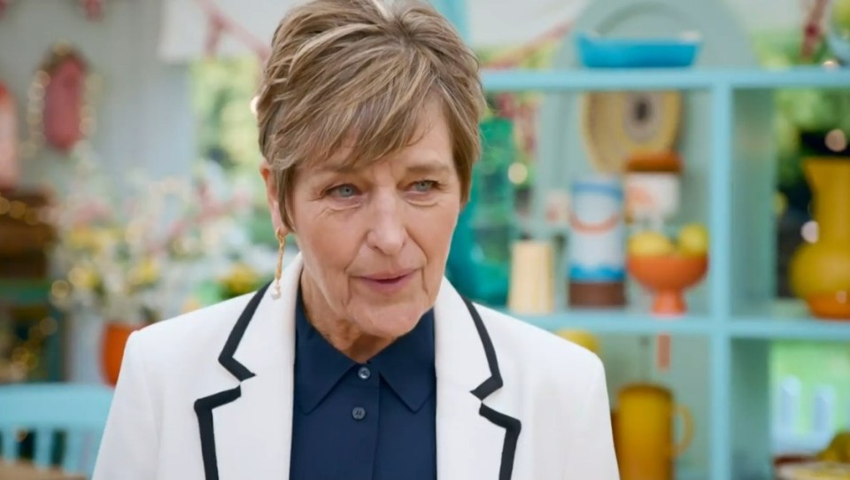 Close-up of Prue Leith.