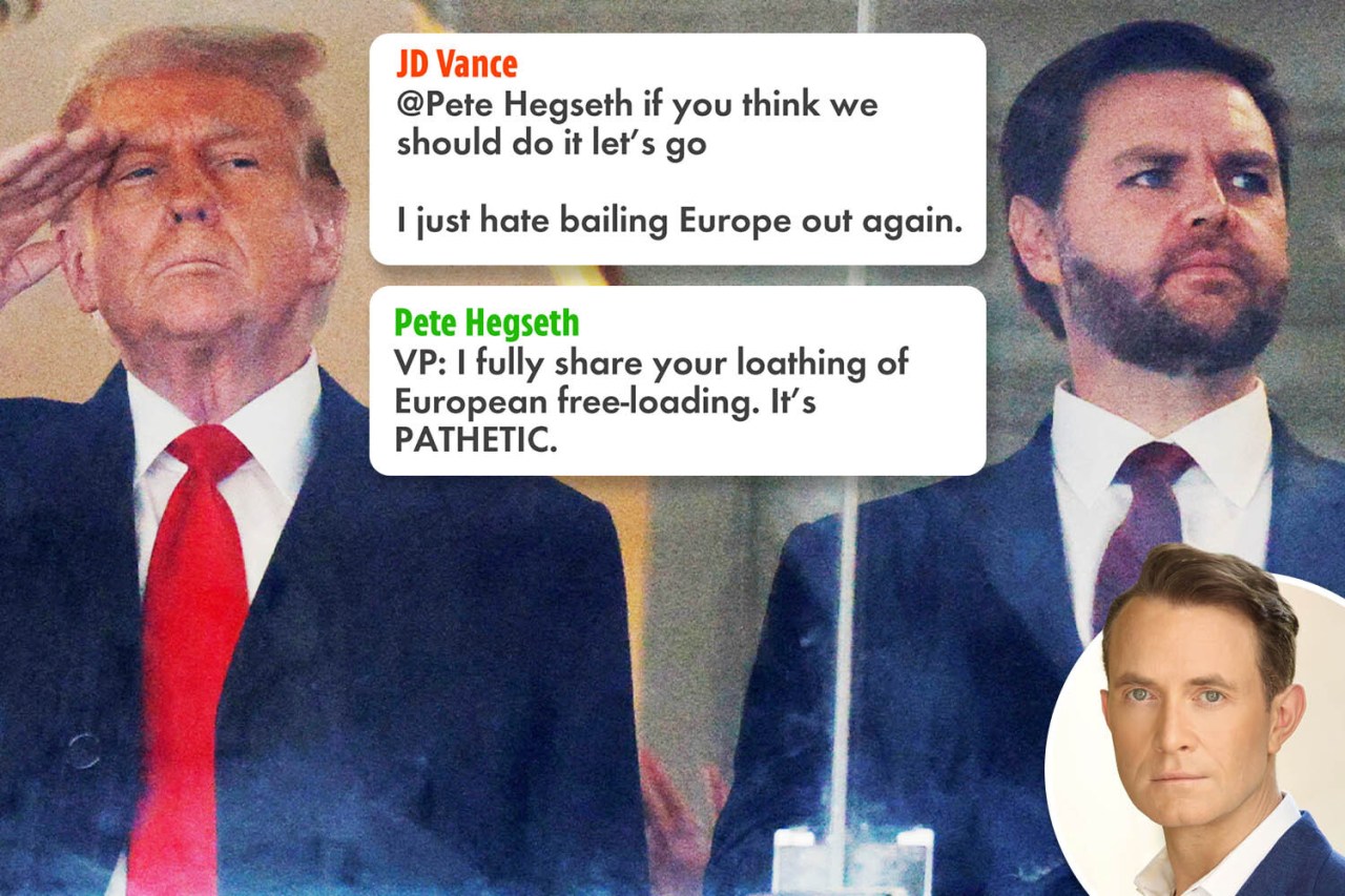 Image of Donald Trump and another man with quotes from JD Vance and Pete Hegseth expressing disdain for European financial aid.