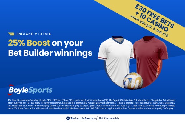 BoyleSports ad: 25% boost on Bet Builder winnings; £30 in free bets & £10 casino bonus when you join and bet £10. Terms and conditions apply.