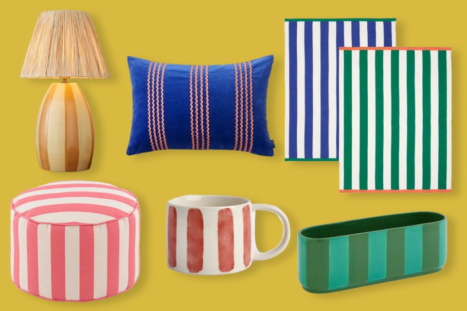 Collage of striped home goods.