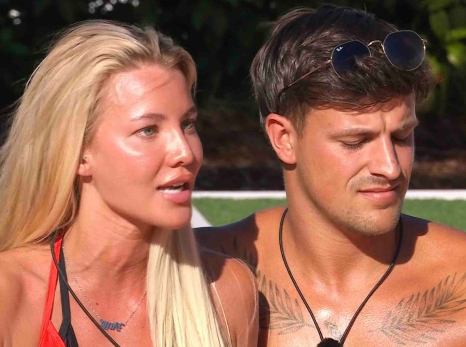 Olivia Hawkins and a male contestant on Love Island.