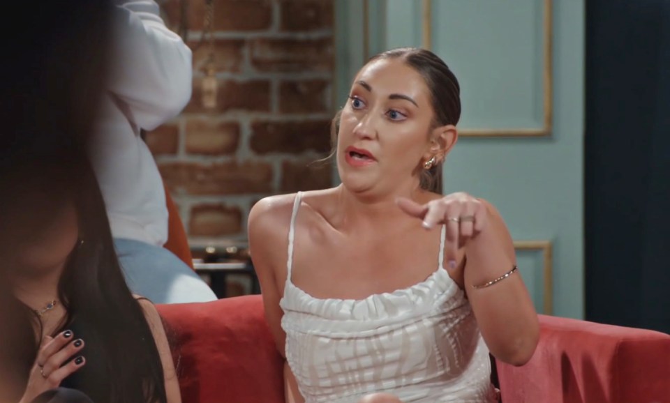 Holly from Married at First Sight UK, gesturing emphatically.