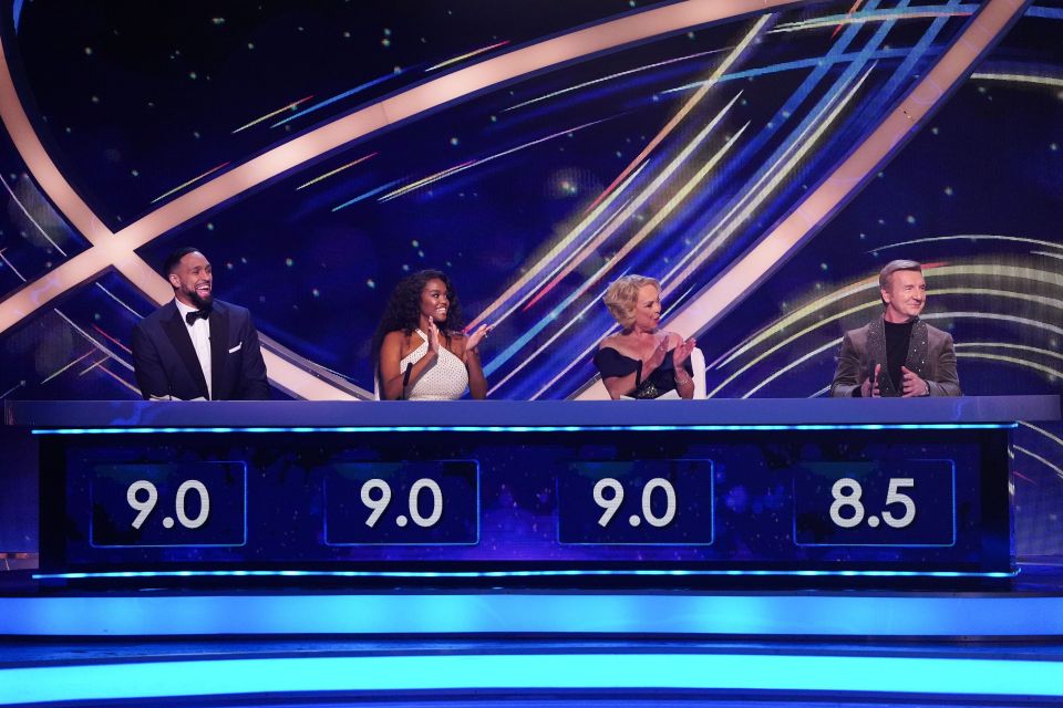 Ashley Banjo, Oti Mabuse, Jayne Torvill, and Christopher Dean judging Dancing on Ice.