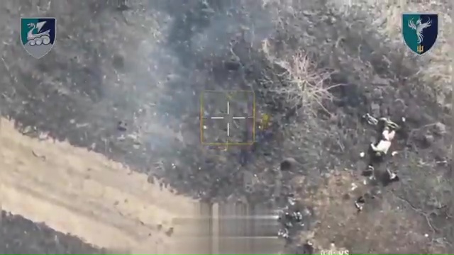 Aerial view of destroyed North Korean quadbike troops near Kursk.