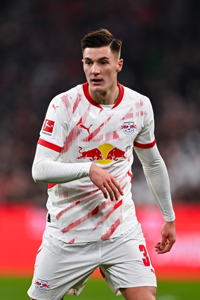 Benjamin Sesko of RB Leipzig during a Bundesliga match.
