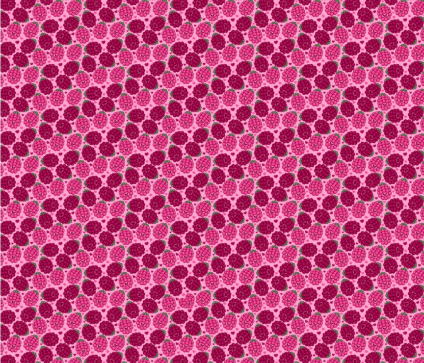 Pattern of raspberries and hearts.