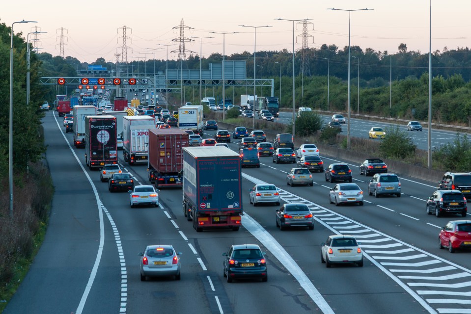 Afternoon traffic jam on a British motorway.