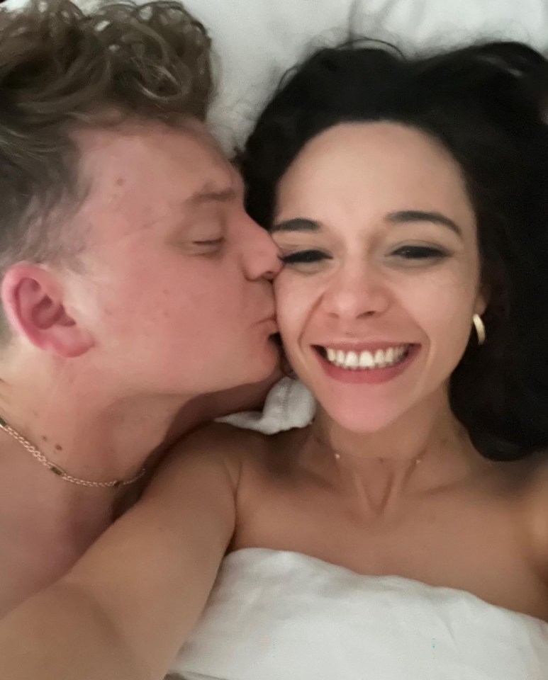Close-up of Charlotte Chiltern kissing Conor Maynard.