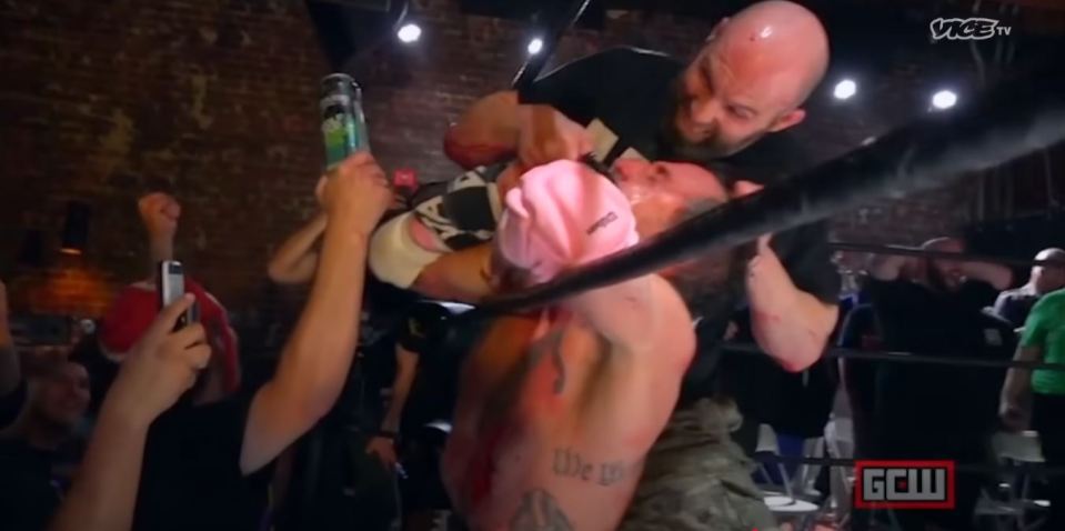 Nick Gage and David Arquette in a bloody death match.