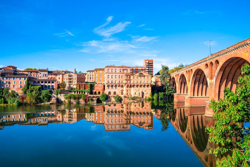 View at Cathedral of Saint Cecilia of Albi, France. Early in the day and evening .