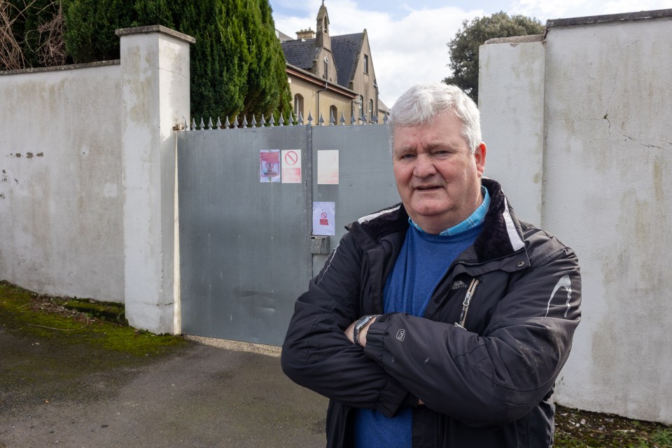 Cllr Paddy Kavanagh standing outside a proposed IPAS center in Enniscorthy, Co Wexford.
