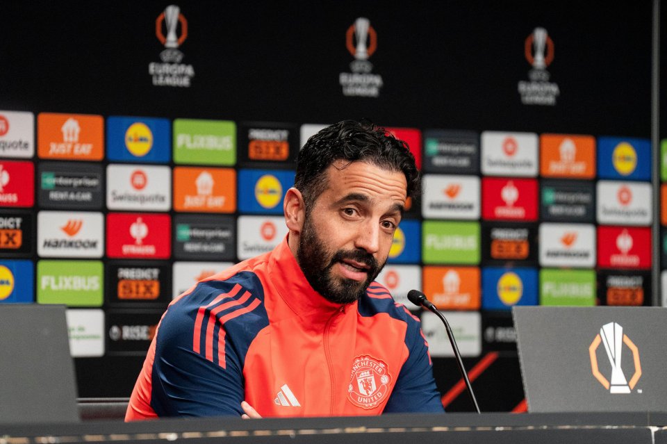 Manchester United manager Ruben Amorim at a press conference.