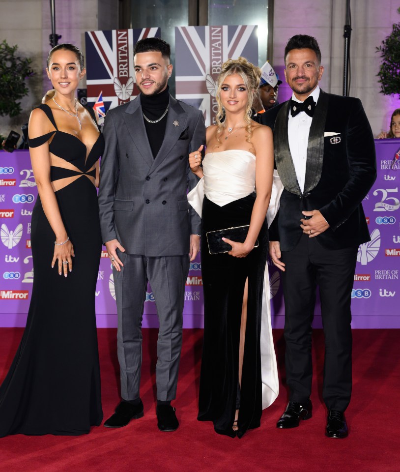 Emily Andre, Junior Andre, Princess Andre, and Peter Andre at the Pride of Britain Awards.
