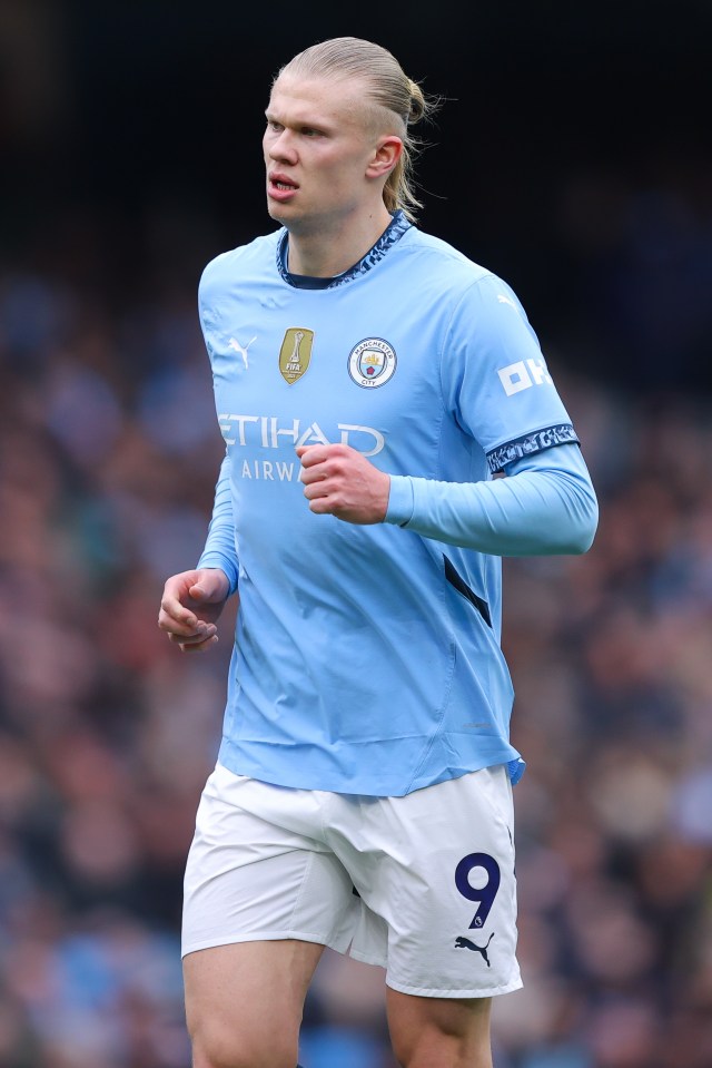 Erling Haaland of Manchester City in a soccer match.