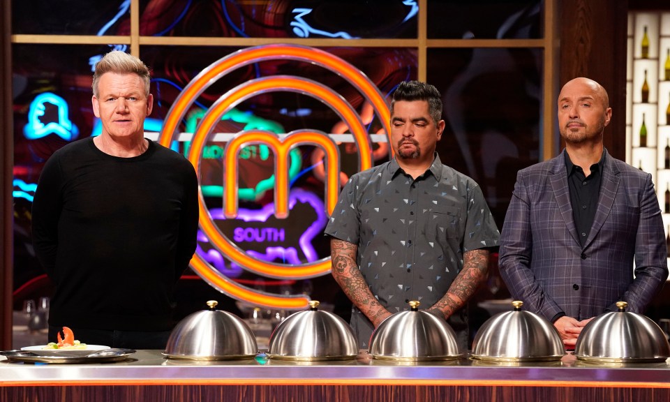 Gordon Ramsay, Aarón Sánchez, and Joe Bastianich judging MasterChef.