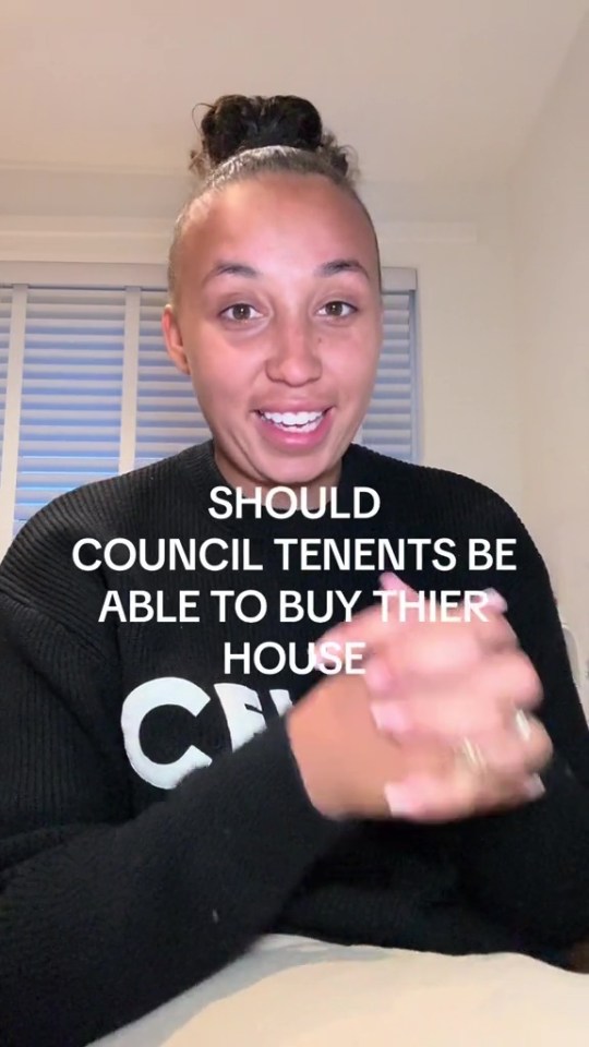 Woman asking if council tenants should be able to buy their houses.
