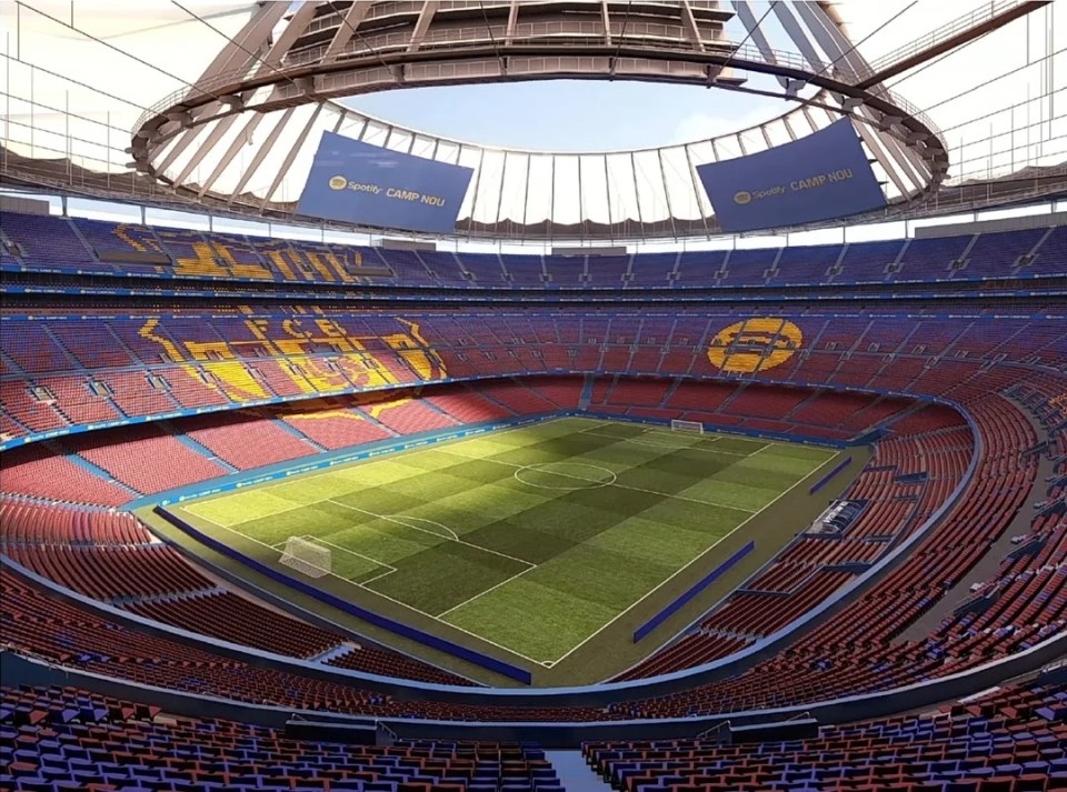 Illustration of Camp Nou stadium with its new roof.