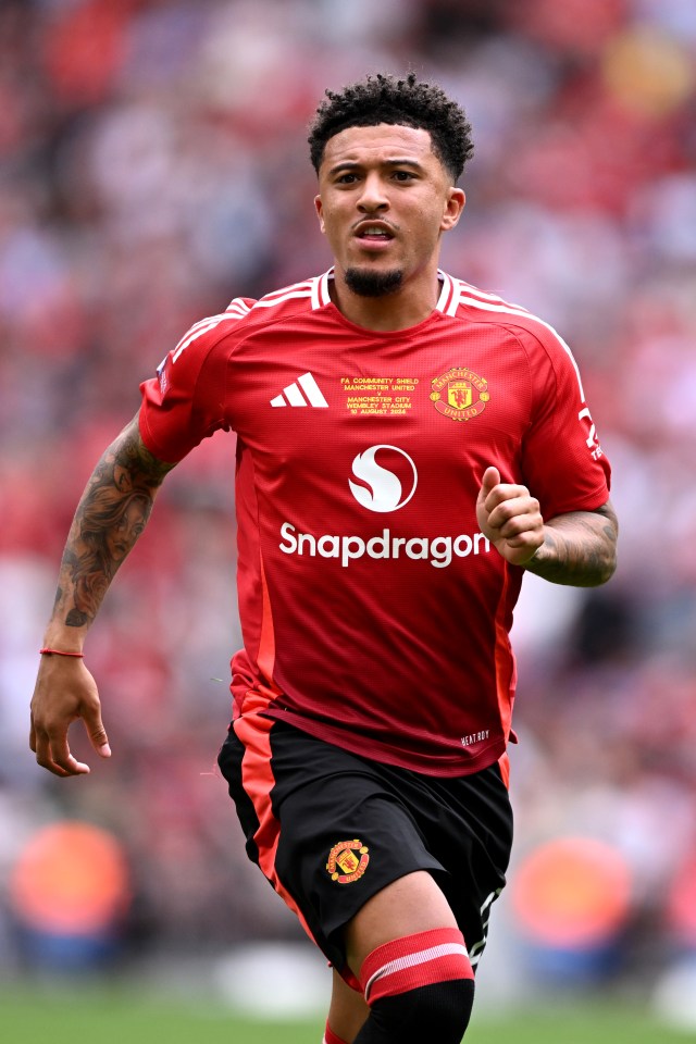 Jadon Sancho of Manchester United in a soccer match.