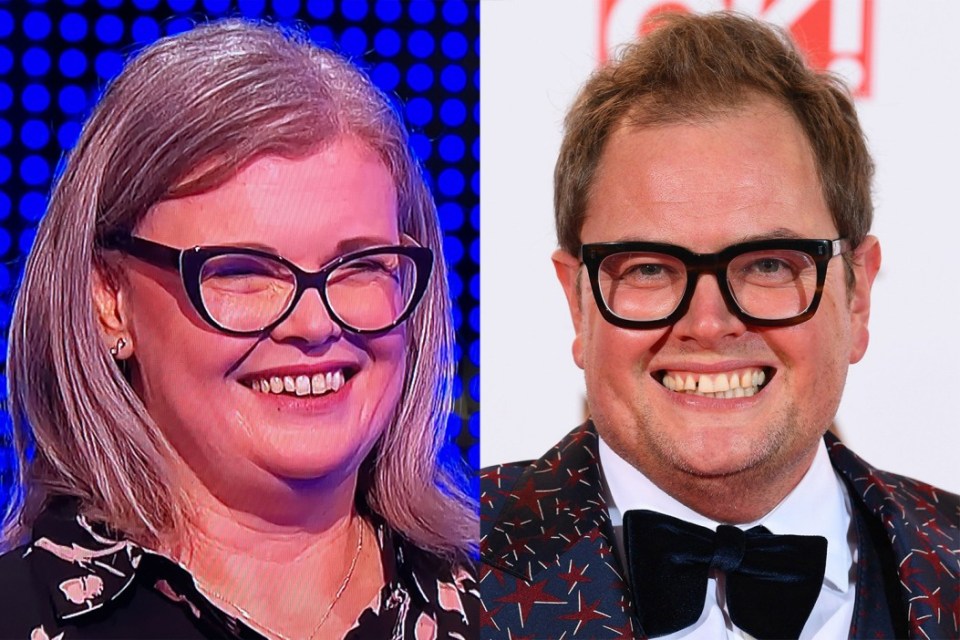 Side-by-side photos of a woman and a man, both smiling and wearing glasses.