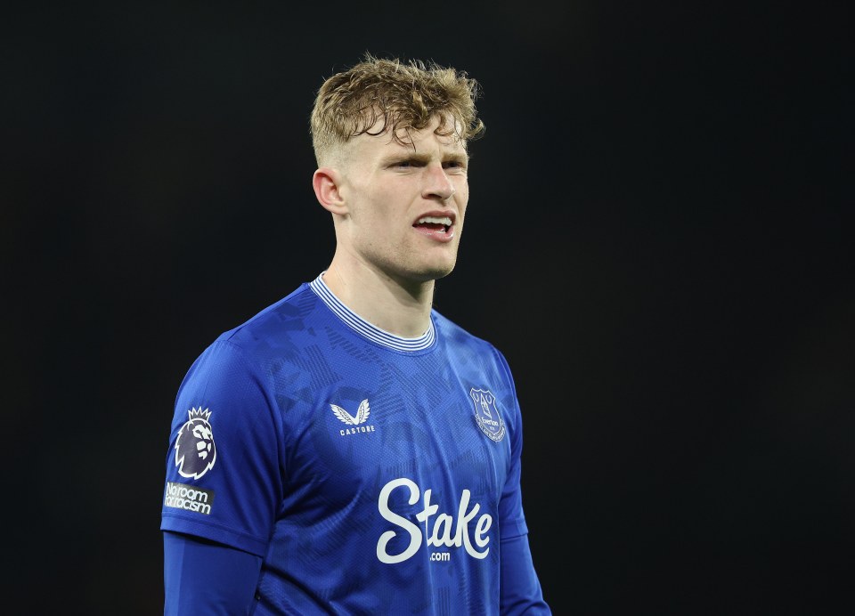 Jarrad Branthwaite of Everton in a Premier League match.