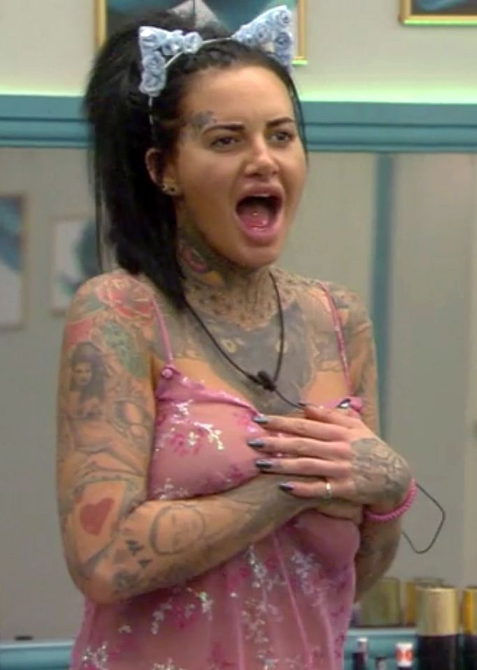 Jemma Lucy on Celebrity Big Brother, reacting.