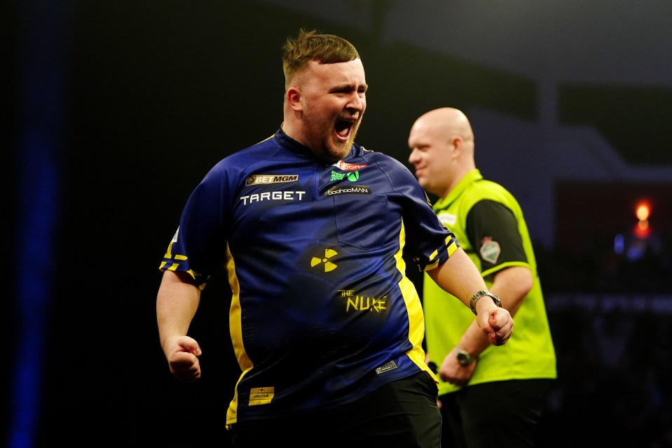 Luke Littler celebrating a nine-darter.