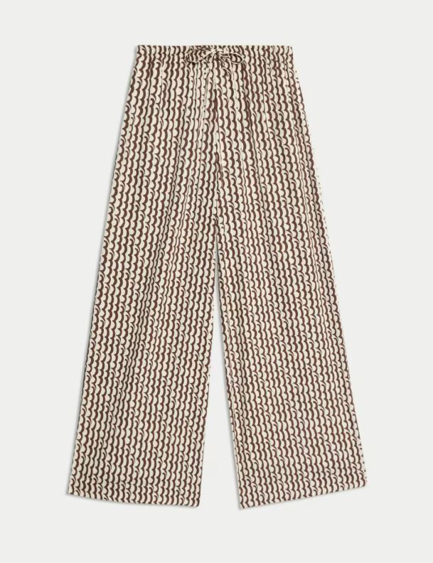 Geometric wide-leg culottes.