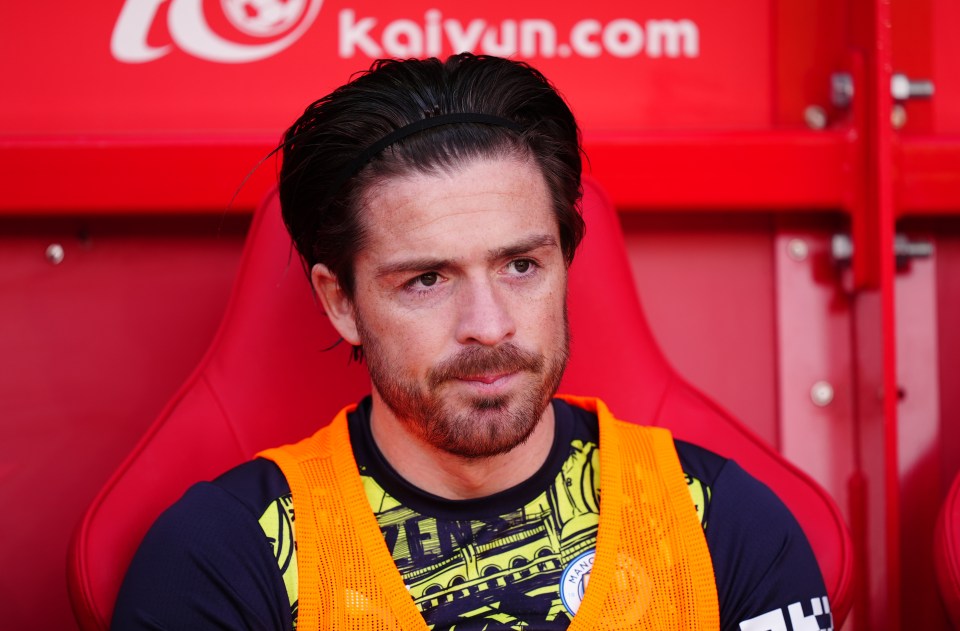 Jack Grealish of Manchester City in the dugout.