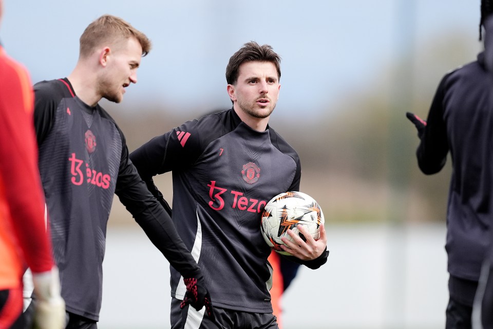 Mason Mount of Manchester United at a training session.