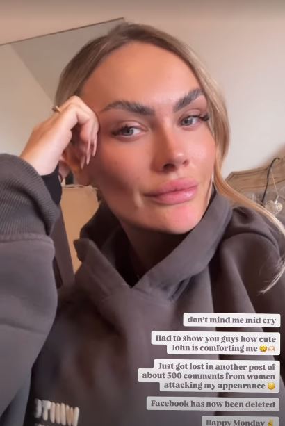 Amy from Married at First Sight crying and discussing online negativity.