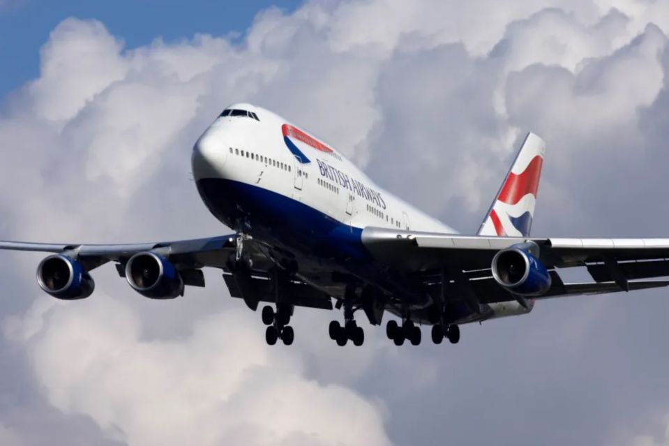 An image collage containing 1 images, Image 1 shows British Airways Boeing 747 landing