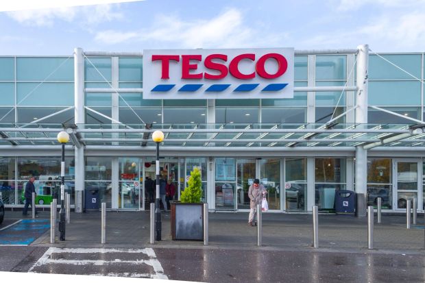 An image collage containing 1 images, Image 1 shows Tesco supermarket entrance in Cork, Ireland