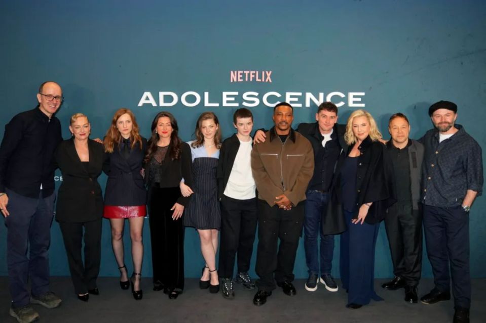 An image collage containing 1 images, Image 1 shows Cast of the Netflix film *Adolescence* at a special screening