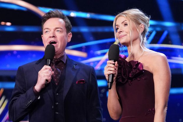 An image collage containing 1 images, Image 1 shows Stephen Mulhern and Holly Willoughby hosting Dancing on Ice