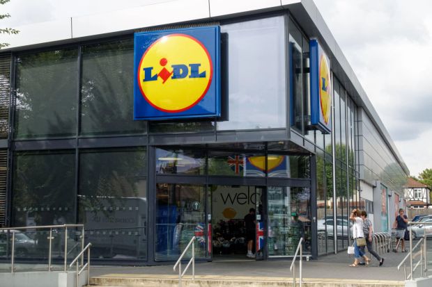 An image collage containing 1 images, Image 1 shows Lidl supermarket in London