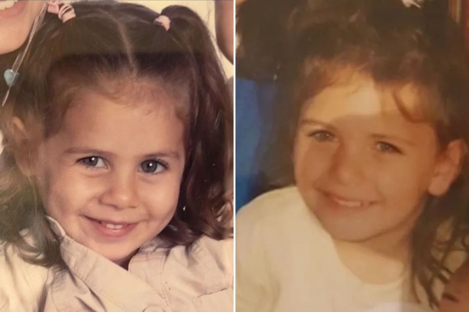 An image collage containing 2 images, Image 1 shows Photo of Katie Kumar as a toddler, Image 2 shows Photo of two adopted sisters reunited as toddlers