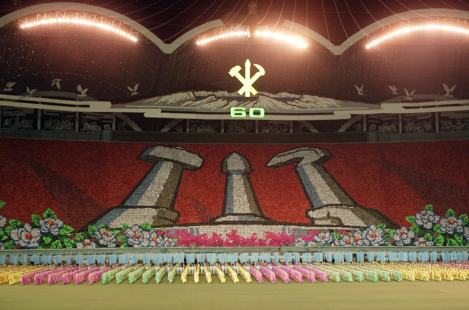 North Koreans performing in the Arirang Mass Games.