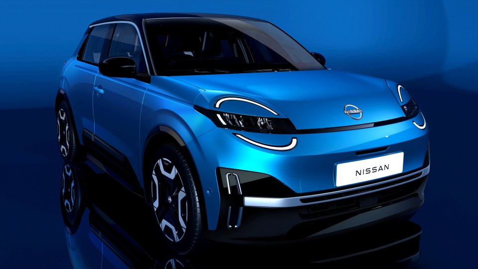 Blue Nissan Micra.
