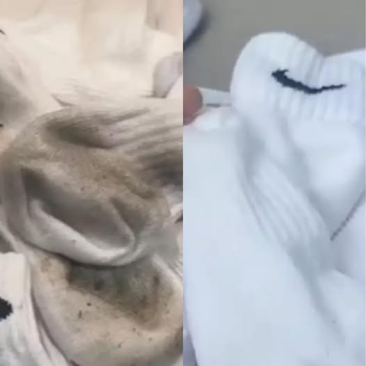 Dirty and clean white socks.