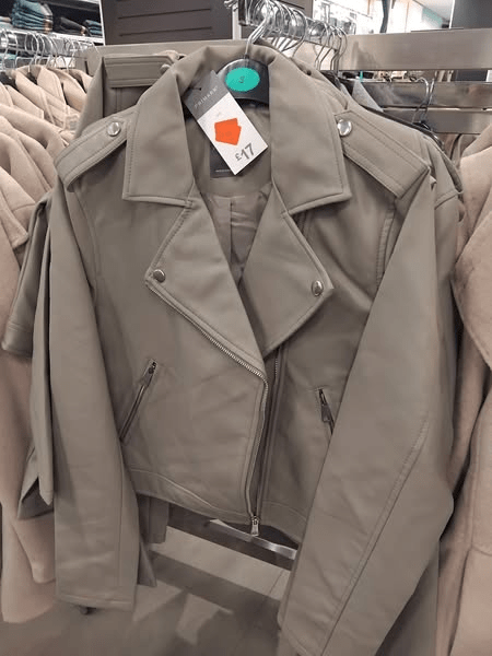 Taupe Primark leather jacket, £17.