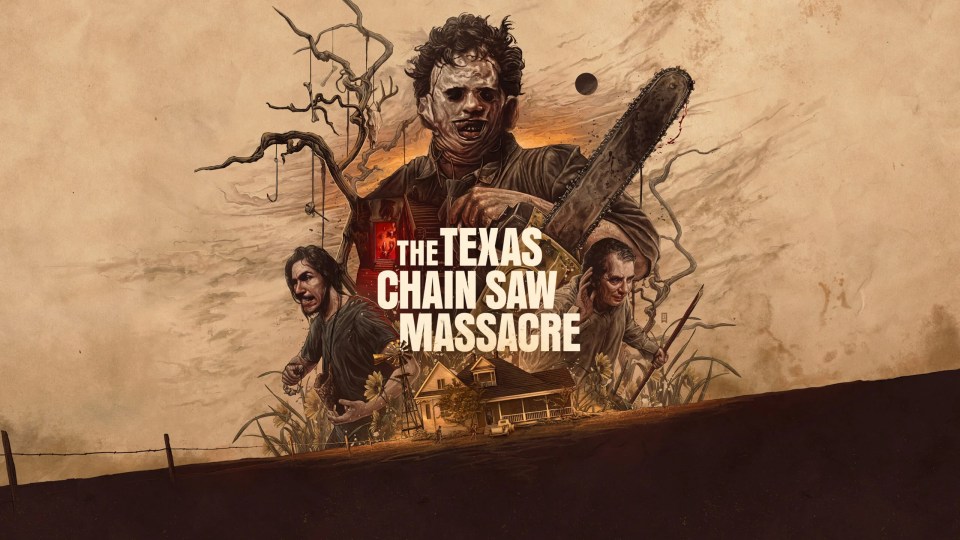 Illustration of Leatherface and other characters from The Texas Chain Saw Massacre.