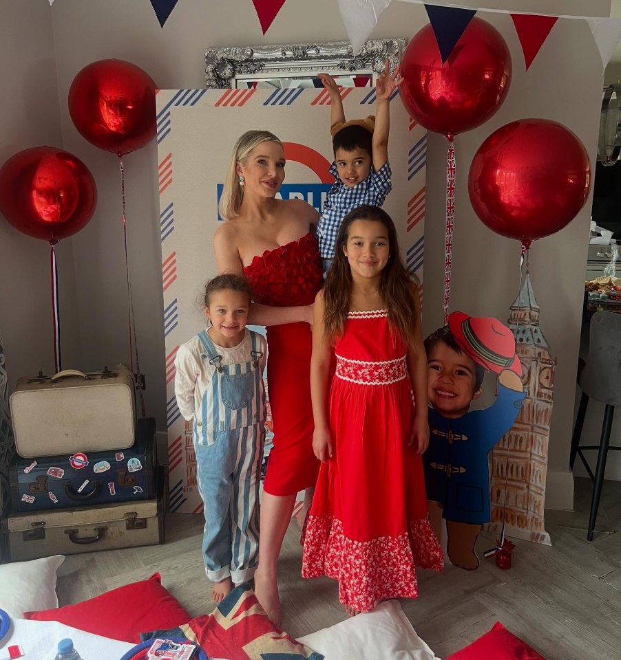 Helen Flanagan with her children at a birthday party.