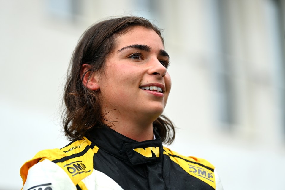 Jamie Chadwick, second-place W Series racer, in parc ferme.