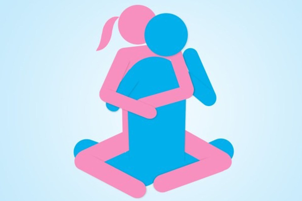 Illustration of a couple embracing.