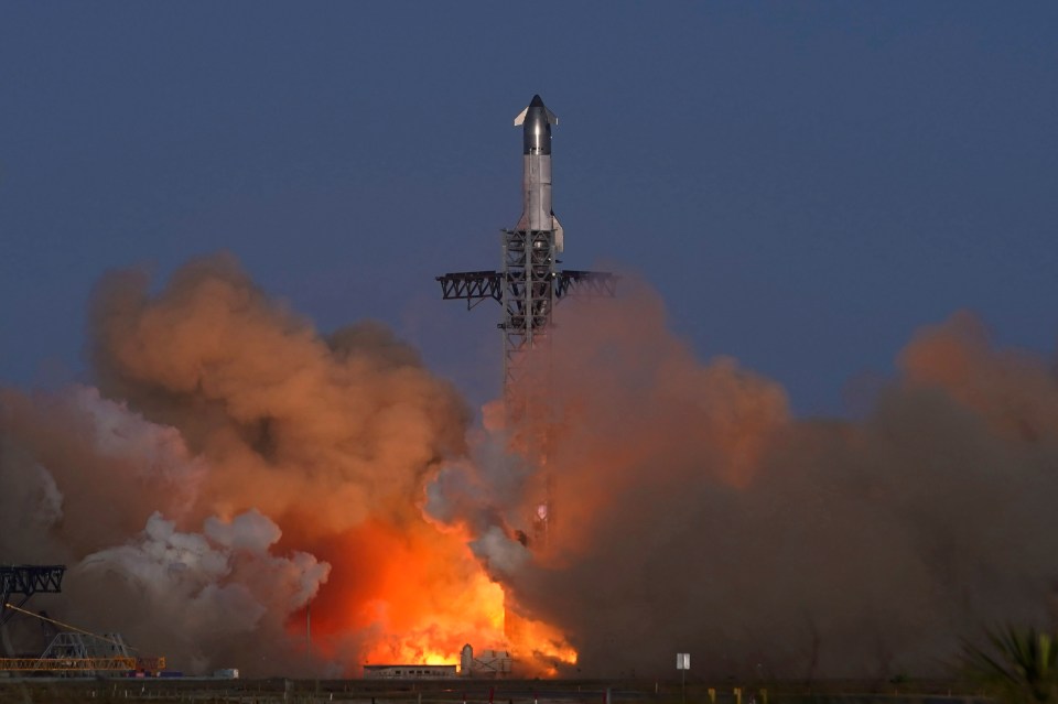 Starship rocket launching.