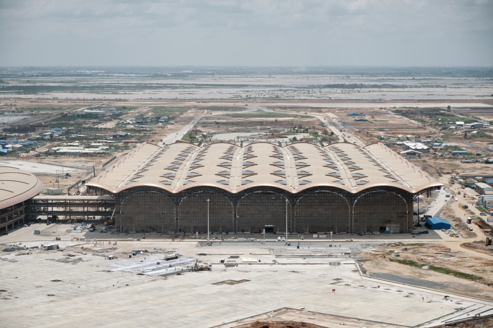 Aerial view of Techo Airport under construction in Phnom Penh, Cambodia.