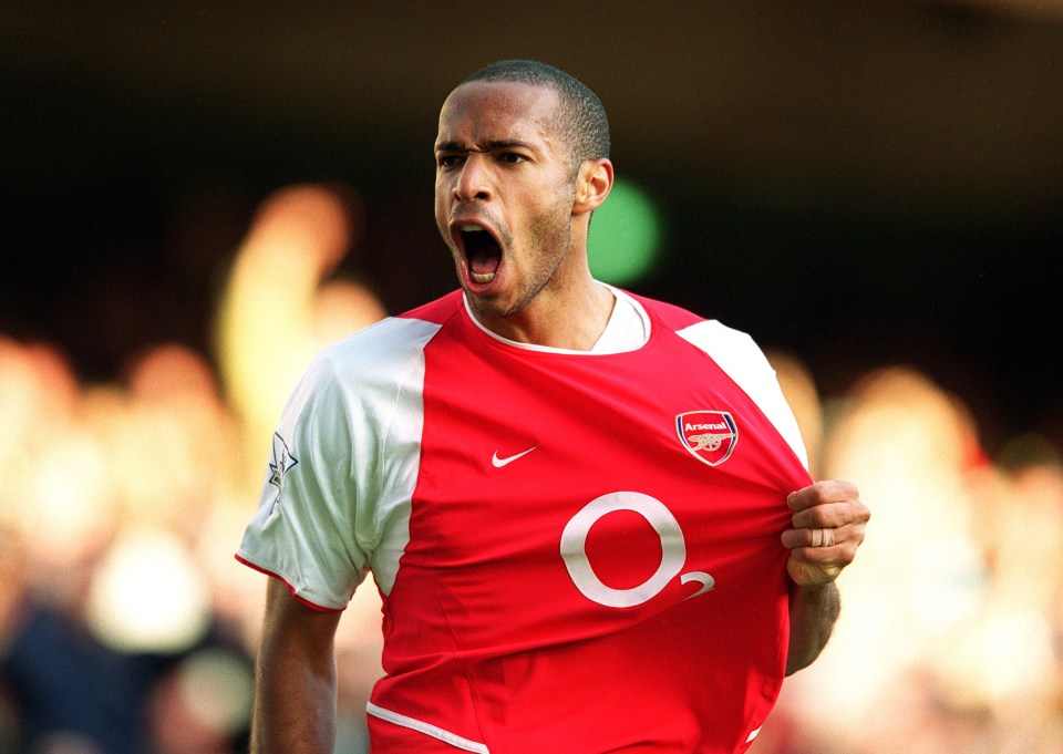 Thierry Henry celebrating a goal for Arsenal.