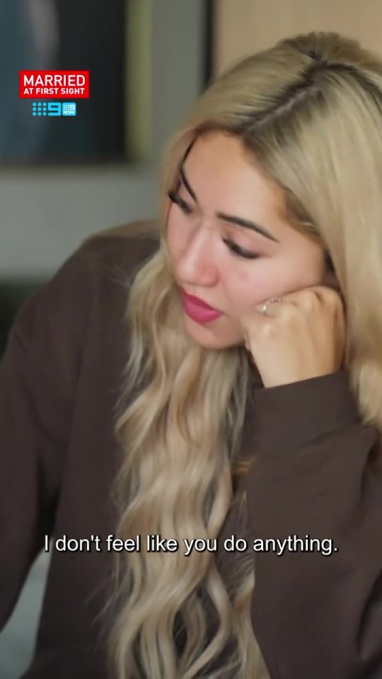 A woman from "Married at First Sight" says, "I don't feel like you do anything."