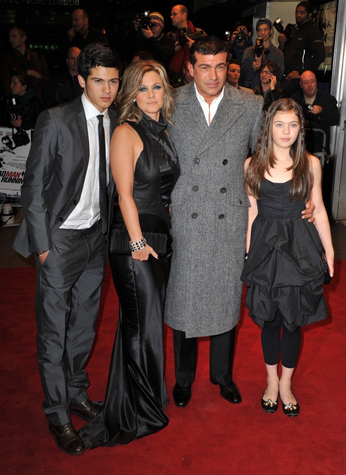 Tamer Hassan and his family at a film premiere.